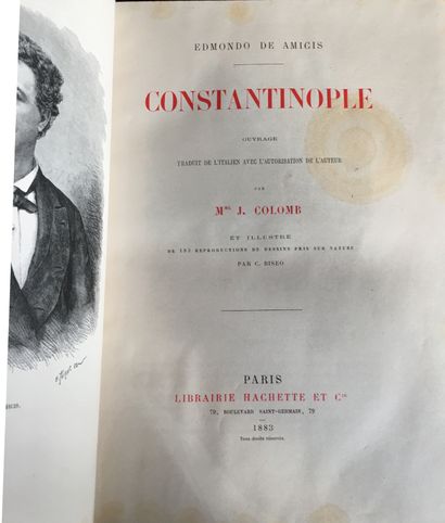 null de AMICIS. Constantinople. Paris, Hachette, 1883, in-4 relié demi-maroquin à...
