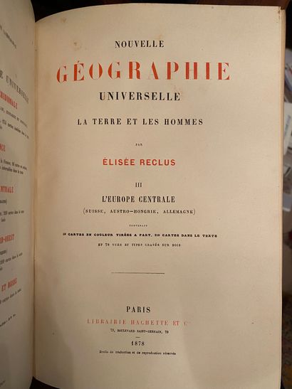 null [Géographie] Lot de 3 volumes :

- Elisée RECLUS. Nouvelle Géographie universelle....