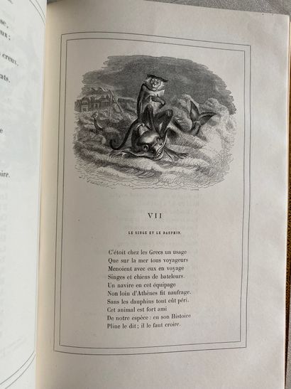 null [GRANDVILLE] Jean de La FONTAINE. Fables. Paris, Garnier, 1864, in-4 bound in...