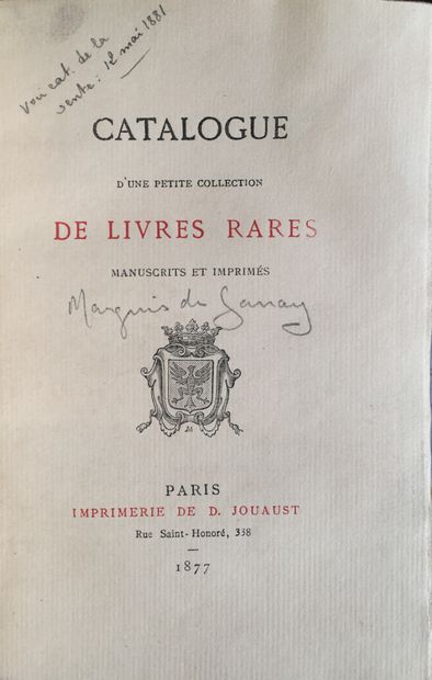 null Catalogue d'une petite collection de livres rares, manuscrits et imprimés [Marquis...