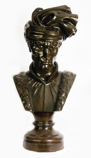 ECOLE FRANÇAISE DU XIXÈME SIÈCLE Buste de MARAT Sculpture, épreuve en bronze, fonte...