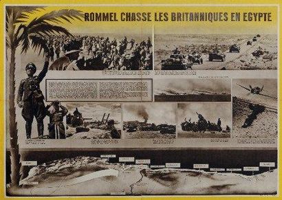 null ROMMEL CHASSE LES BRITANNIQUES EN EGYPTE. 1942 (86 x 61) État B