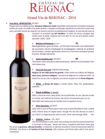null 12 bouteilles en caisse bois, Grand Vin de REIGNAC 2014 (0,75L)

(Prix de vente...