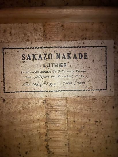 null Guitare classique SAKAZO NAKADE luthier, Tokyo japan, année 1961, N° dont elle...