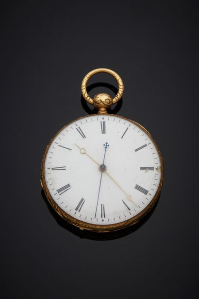 Yellow gold (750‰) POCKET WATCH with fine...