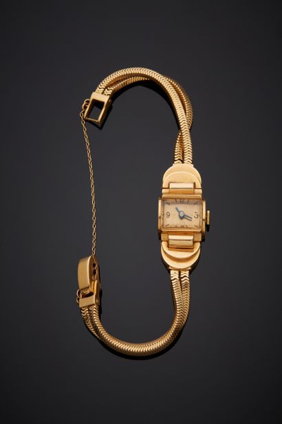 BRACELET WATCH square lady in yellow gold...