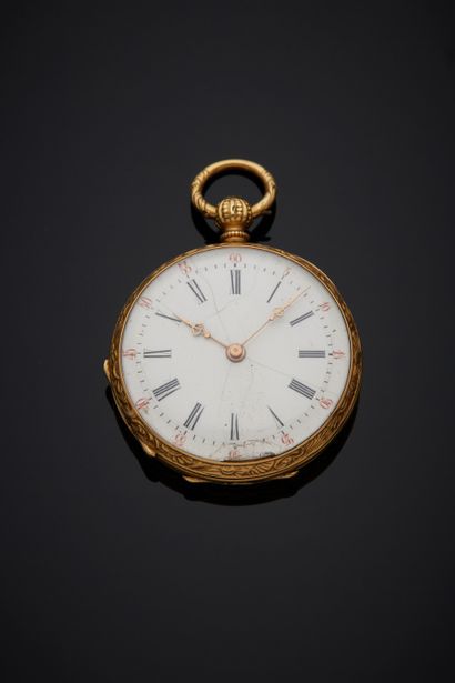 A yellow gold (750‰) NECKWATCH, fully chased,...