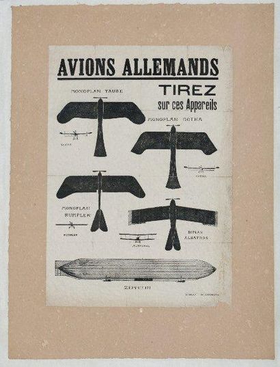 null «AVIONS ALLEMANDS Tirez sur ces appareils: Monoplans Taube, Gotha, Rumpler,...