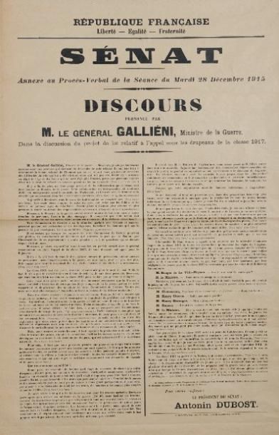 null SÉNAT 28 DÉCEMBRE 1915 DISCOURS prononcé par M. le Général GALLIÉNI, Ministre...