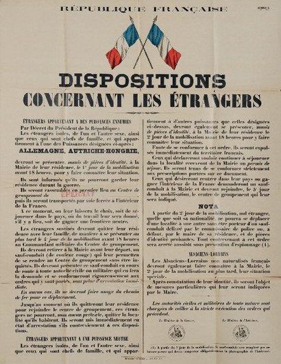 1913 DISPOSITIONS CONCERNANT LES ÉTRANGERS appartenant à des Puissances Ennemies...