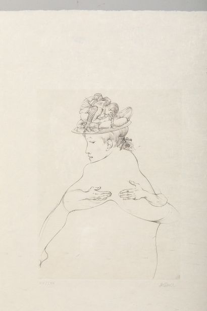 null Hans BELLMER (1902-1975)

The embrace with the hat

Etching on Japan paper,...