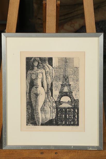 null Marcel GROMAIRE (1892-1971)

Nu à la Tour Eiffel

Eau forte, signée au crayon...