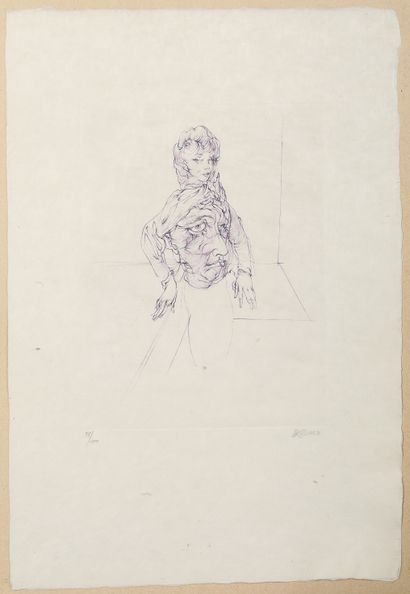  Hans BELLMER (1902-1975) 
Femme debout 
Gravure, signée et numérotée 
32,5x23,5...