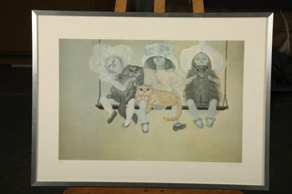 null Leonor FINI (1907-1996)

Girls and cats on a swing

Lithograph in colors, signed...