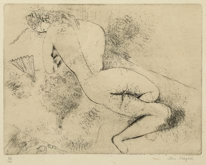 Marc CHAGALL (1887-1985) 
Nude with fan....