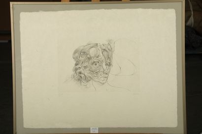  Hans BELLMER (1902-1975) 
Portrait de femme à la chevelure surréaliste 
Gravure...