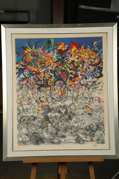 null Raymond MORETTI (1931-2005)

Composition

Lithographie en couleurs, signée et...