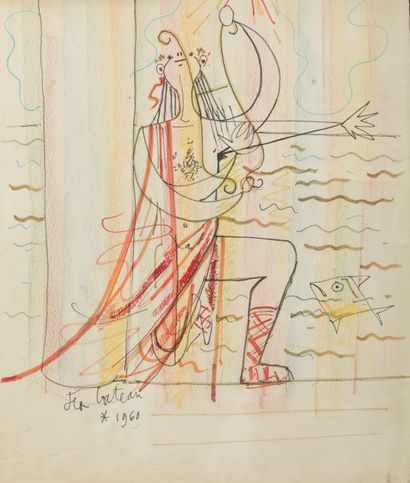 null 
d'après Jean COCTEAU (1889-1963)




Tête de profil et personnage à la Harpe




Pastel...
