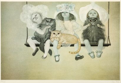 null Leonor FINI (1907-1996)

Girls and cats on a swing

Lithograph in colors, signed...