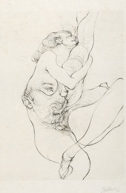  Hans BELLMER (1902-1975) 
Composition surréaliste 
Gravure sur papier Japon, signée...