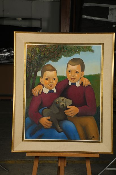 null Madeleine LUKA (1894-1989)

The two brothers with the little dog

Oil on canvas...