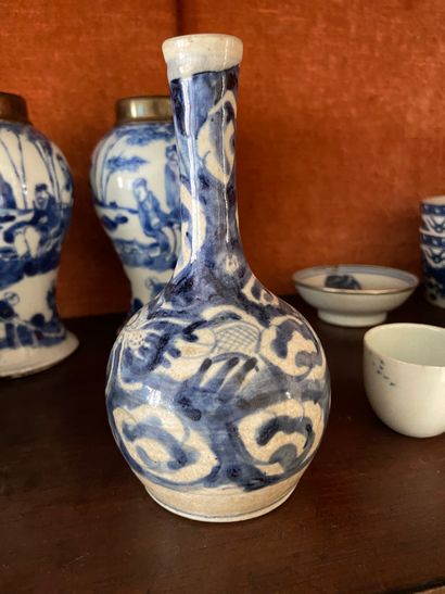 null Chine XIXème ou XXème siècle

Vase à long col en porcelaine blanc-bleu à décor...