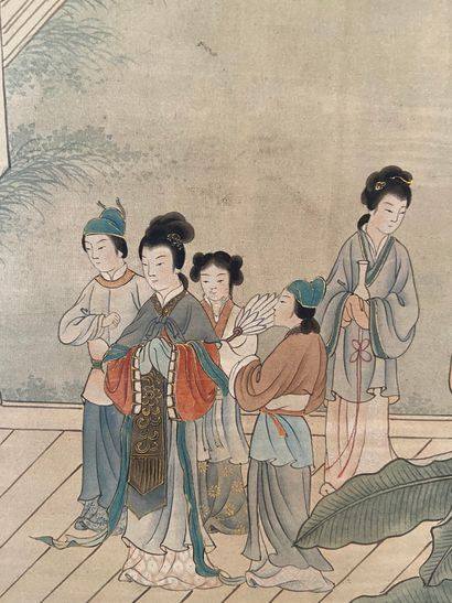 null Chine XIXème siècle

Importante peinture sur soie représentant une scène de...