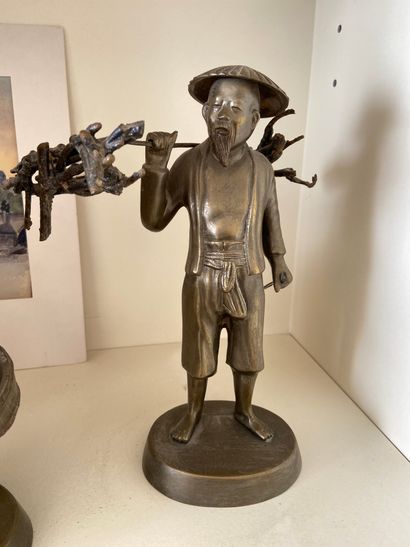 null Deux sculptures en métal patiné représentant des paysans

H 24cm VIETNAM