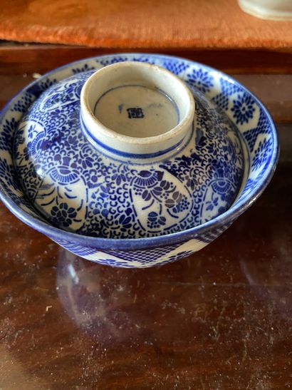 null Chine XXème siècle

Paire de bols couverts en porcelaine blanc-bleu

(éclat...