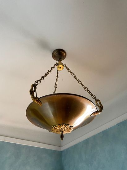 null Two gilded metal ceiling lights