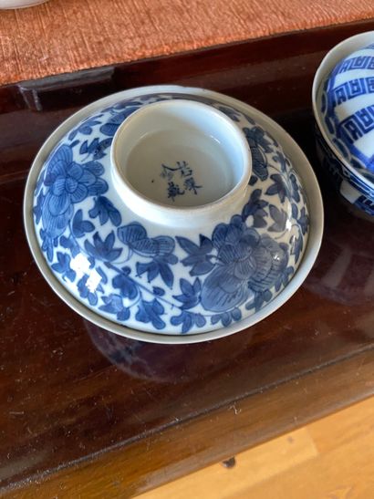 null Chine ou Vietnam XXème siècle

Deux bols couverts en porcelaine blanc-bleu
...