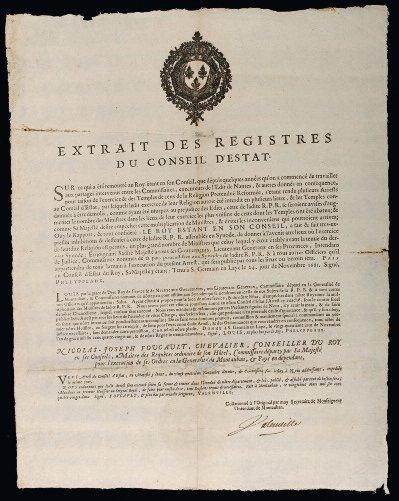 1681 (PROTESTANTISME) EXERCICE & TEMPLE de la RELIGION PRÉTENDUE RÉFORMÉE EXTRAIT...