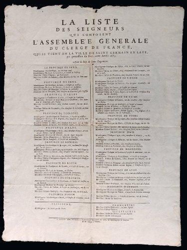 1685 ST GERMAIN EN LAYE (78) "LA LISTE des Seigneurs qui composent L'ASSEMBLÉE GÉNÉRALE...