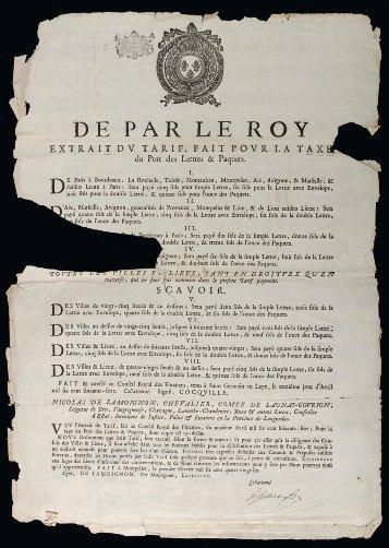 1686 LANGUEDOC POSTE AUX LETTRES- "De par le Roy, Extrait du TARIF, fait pour la...
