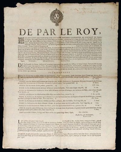 1692 ORLÉANS (45) TARIF DES CRIES PUBLIQUES DE PAR LE ROI, Copie à la requête de...
