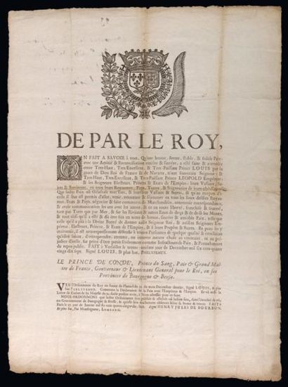 1698 (DÉCLARATION DE PAIX ENTRE LOUIS XIV & L'EMPEREUR LÉOPOLD)- "De par le ROY,...