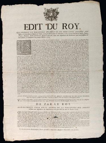 1709 BOURGOGNE & BRESSE BOUCHERIE- "ÉDIT DU ROY qui commue la perception du Droit...