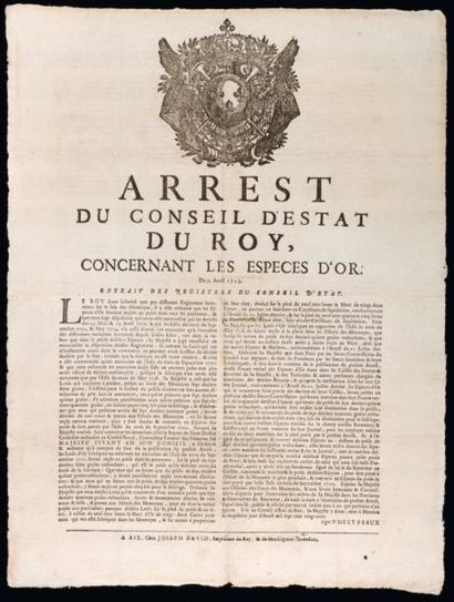 1723 CHAMPAGNE OUVRAGES AU MÉTIER- "Arrest du Conseil d'Estat du ROY, concernant...