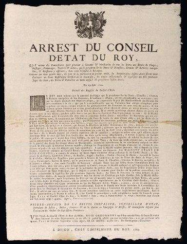 1723 (BOUCHES - DU - RHÔNE) (LOUIS D'OR)- "Arrest du Conseil d'Estat du ROY, concernant...