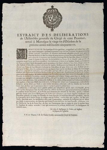 1651 CLERGÉ DE PROVENCE MANOSQUE (04) ARLES (13) "Extrait des Délibérations de l'Assemblée...