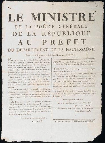 null AN 9 HAUTE-SAÔNE FOUCHÉ Le Ministre de la Police Générale de la République,...