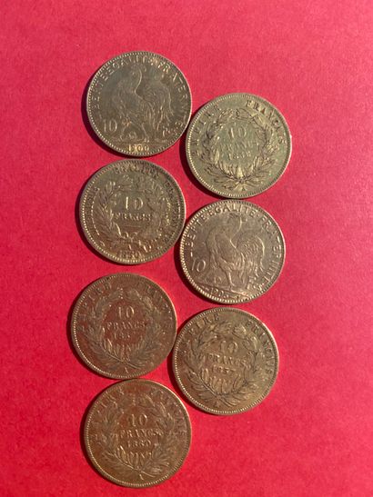  FRANCE - 7 pièces de 10 francs or  Poids...
