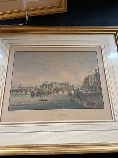 null Deux gravures en couleurs encadrées représentant le Pont Neuf et Le Louvre

12,5x19cm...