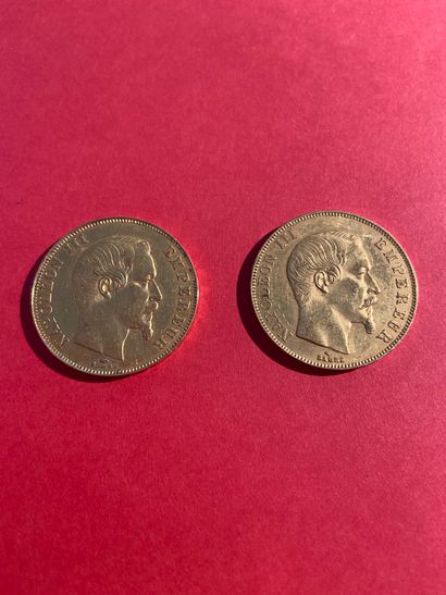 null 
FRANCE - Napoléon III, 2 pièces de 50francs Or 1857 et 1859

Poids : 32,13...