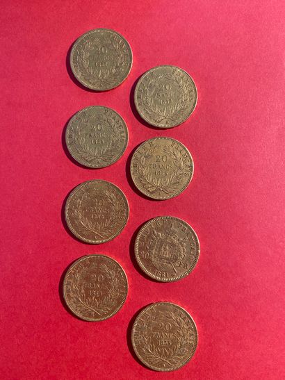  FRANCE - 8 pièces de 20 francs or  Poids...