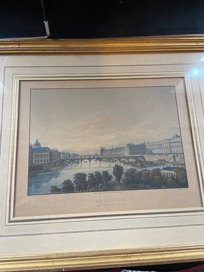 null Deux gravures en couleurs encadrées représentant le Pont Neuf et Le Louvre

12,5x19cm...