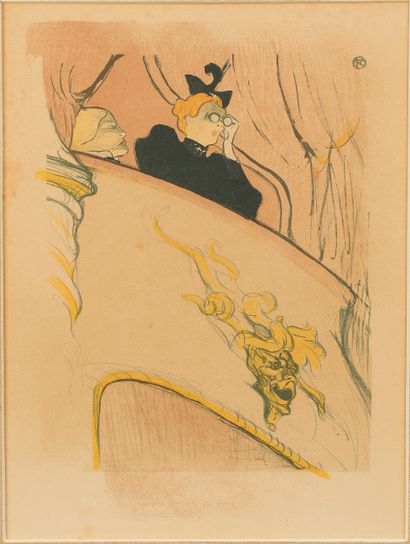 null After Henri DE TOULOUSE-LAUTREC (1864-1901).

 Madam with her theater binoculars.

...