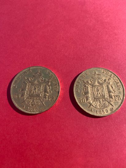  FRANCE - Napoléon III, 2 pièces de 50francs...