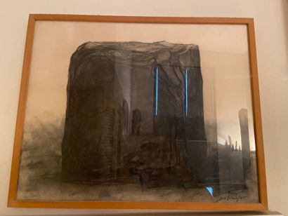 The cube 
Charcoal drawing, signed lower...