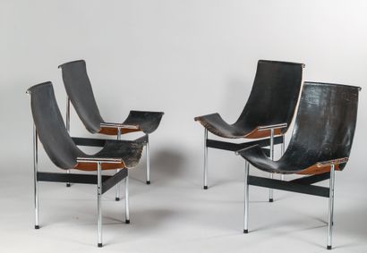 null #Suite de 4 chaises T-chair type 3LC - 1970 - Par William Katavolos & Ross Litell...